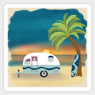 Beach caravan fun Sticker